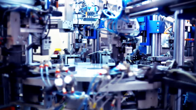 industry robots in production line.